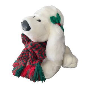 Christmas White Fluffy Christmas Puppy 12 x 12“ Stuffed Toy NWOT